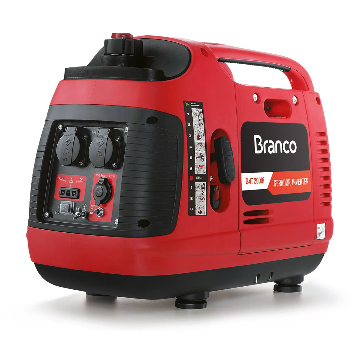 Gerador de Energia Branco à Gasolina Inverter 4T 2,0KVA 110V com Partida Manual