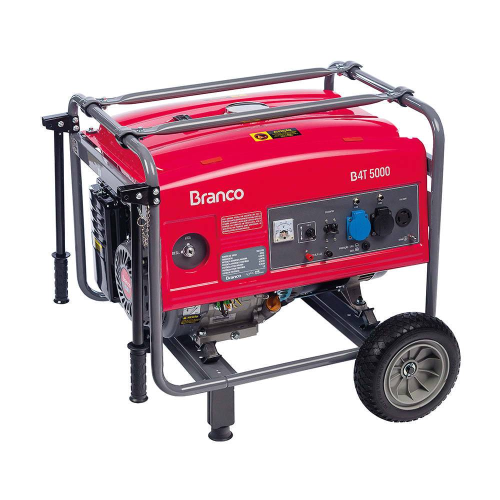 GERADOR DE ENERGIA A GASOLINA BRANCO B4T5000 - MONOFÁSICO 4.5 KVA