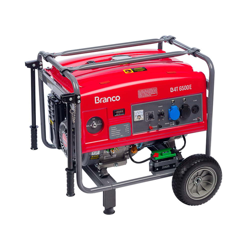 GERADOR DE ENERGIA A GASOLINA - BRANCO B4T-6500 - MONOFÁSICO PARTIDA MANUAL